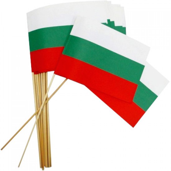 Хартиено знаме за 24 май с Кирил и Методий с дървена клечка