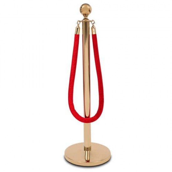 Комплект две златисти ограничителни колчета с едно червено въже