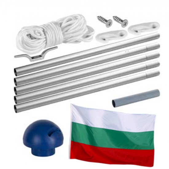 Бюджетен сглобяем алуминиев пилон със знаме на България 90/150 см.