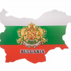 Магнитен сувенир карта с релефен герб и надпис Bulgaria