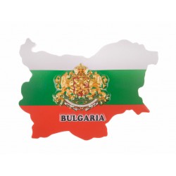 Магнитен сувенир карта с релефен герб и надпис Bulgaria