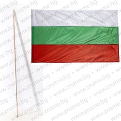 Знаме на България 90/150 см. за външни условия и дървен кол 180 см.