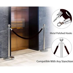 Комплект две сребристи ограничителни колчета с едно черно въже