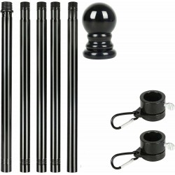 Черна сглобяема метална дръжка за знаме до 180 см. с декоративен връх и антиусукващ механизъм Черна сглобяема метална дръжка за знаме до 180 см. с декоративен връх и антиусукващ механизъм