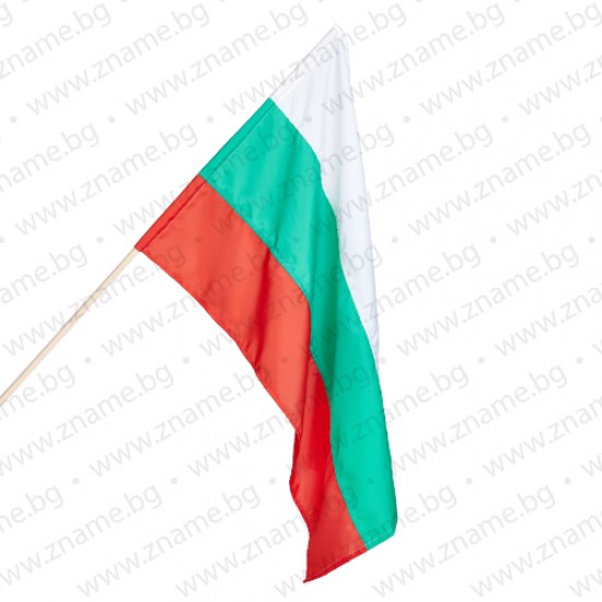 Знаме на България 50/83 см. с дървена дръжка Знаме на България 50/83 см. с дървена дръжка