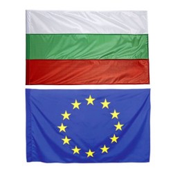 Комплект знамена на България и ЕС 90/150 см. за външни условия