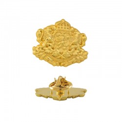 Релефна метална значка с герб на България - позлата 24к