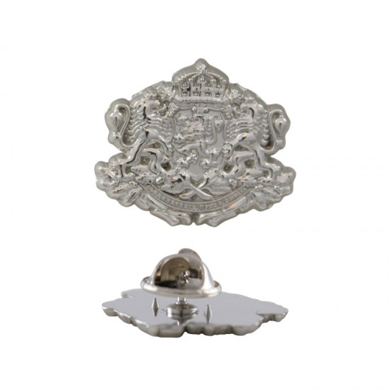 Релефна метална значка с герб на България - сребриста