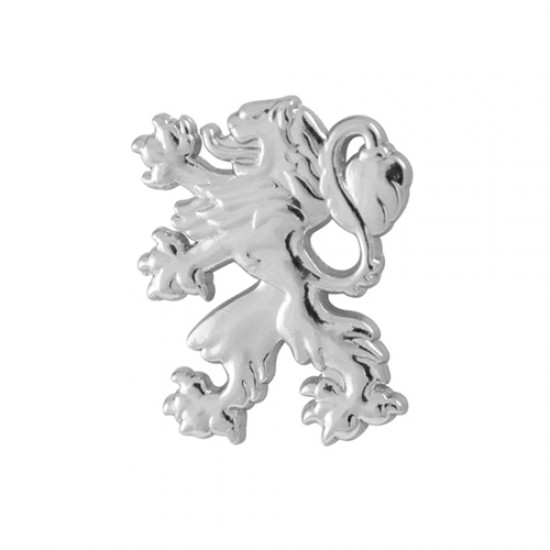 Релефна метална значка с лъв - сребриста