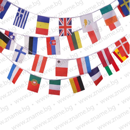 28 знамена на лента на страните членки на ЕС