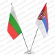 Луксозна настолна стойка от хром-никел с две знамена Луксозна настолна стойка от хром-никел с две знамена