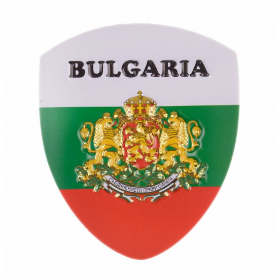 Магнитен сувенирен щит с релефен герб и надпис Bulgaria