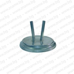 Сребриста интериорна стойка за зала от метал за две знамена  Сребриста интериорна стойка за зала от метал за две знамена