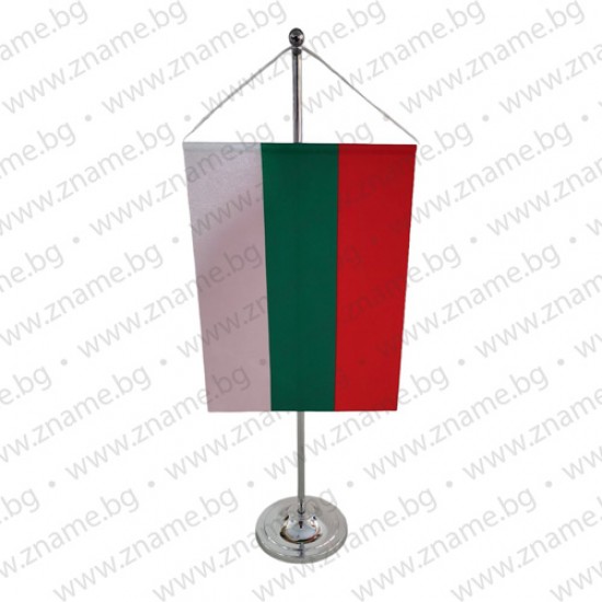 Луксозна настолна стойка от хром-никел с двулицево знаме - хоругва