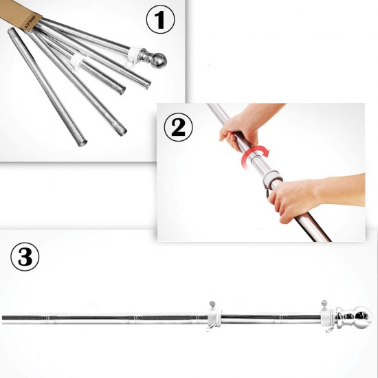 Сглобяема метална дръжка за знаме до 180 см. с декоративен връх и антиусукващ механизъм