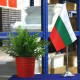 Луксозна настолна стойка от хром-никел с едно знаме Луксозна настолна стойка от хром-никел с едно знаме