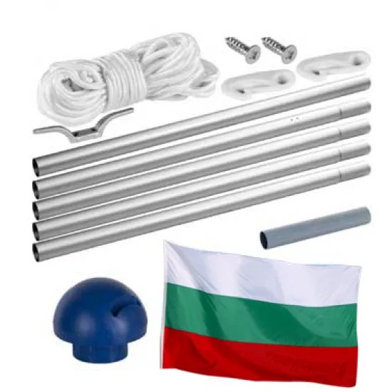 Бюджетен сглобяем алуминиев пилон със знаме на България 90/150 см.