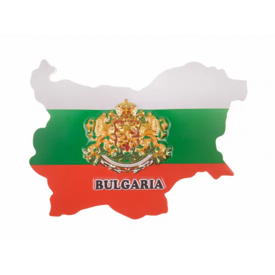 Магнитен сувенир карта с релефен герб и надпис Bulgaria