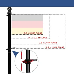 Черна сглобяема метална дръжка за знаме до 180 см. с декоративен връх и антиусукващ механизъм