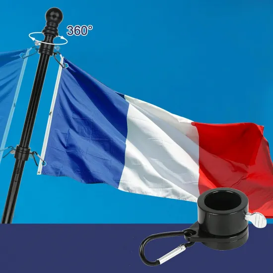 Черна сглобяема метална дръжка за знаме до 180 см. с декоративен връх и антиусукващ механизъм