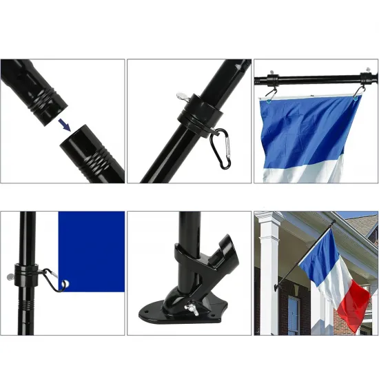 Черна сглобяема метална дръжка за знаме до 180 см. с декоративен връх и антиусукващ механизъм
