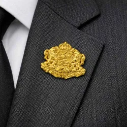 Релефна метална значка с герб на България - позлата 24к