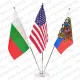 Настолна стойка от хром-никел с три знамена - 37 см.