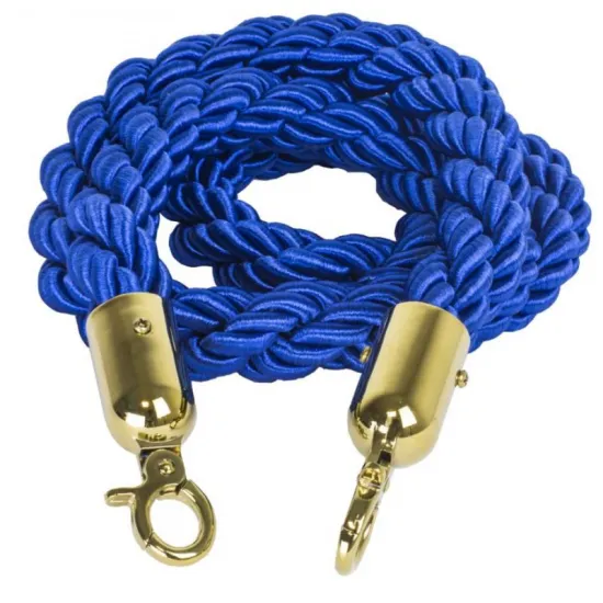 Комплект две златисти ограничителни колчета с едно усукано синьо въже