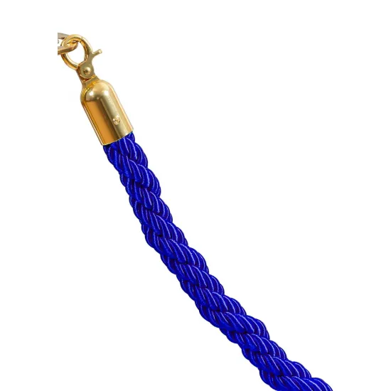 Комплект две златисти ограничителни колчета с едно усукано синьо въже