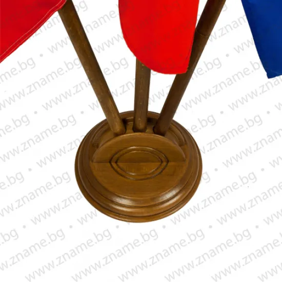 Луксозна дървена интериорна стойка за три знамена